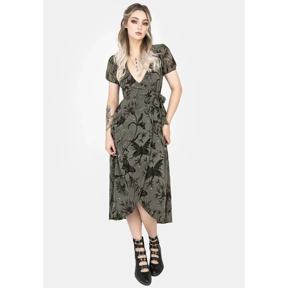 Disturbia Gloriana Floral Chiffon Midaxi Wrap Dress Green Size 8 New With Tags